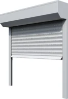 Moderner elektrischer Rollladen in geschlossenem Zustand